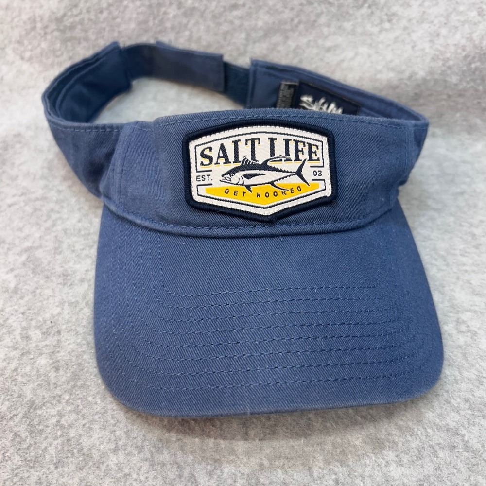 Tuna Fish Patch Mens Blue Salt Life Visor Get Hooked Adjustable OSFM